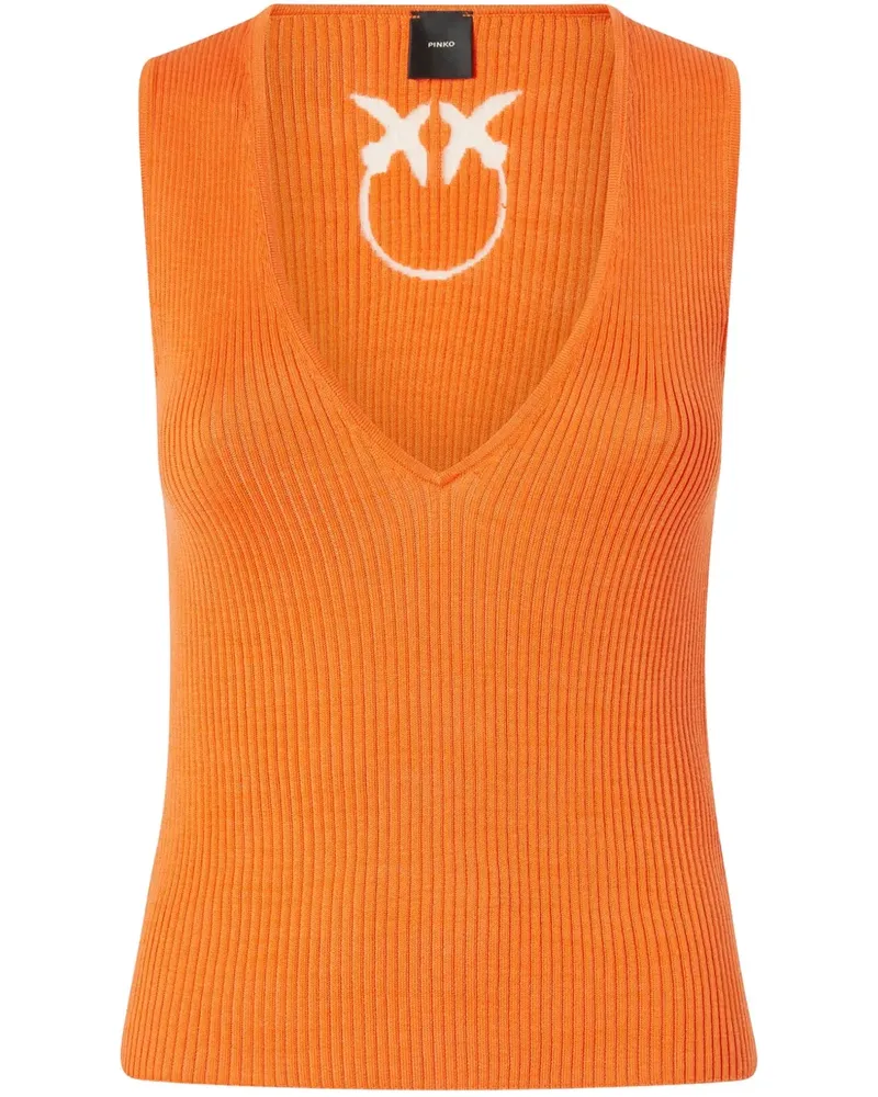 Pinko Geripptes Top - Orange Orange