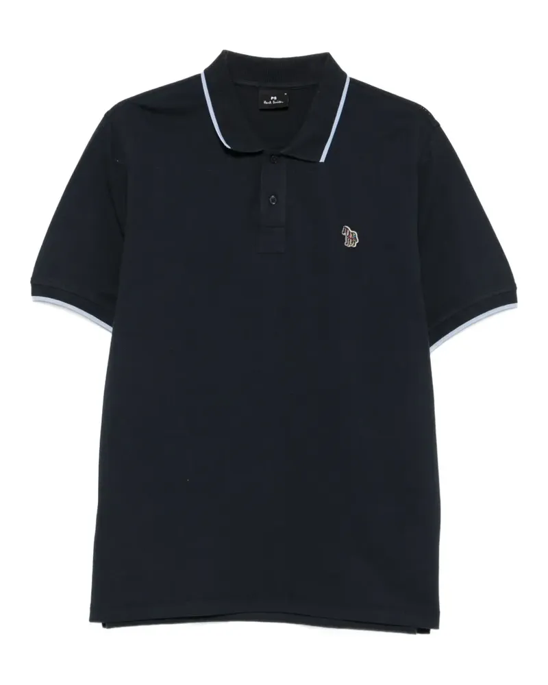 Paul Smith Zebra-patch tipped polo shirt - Blau Blau