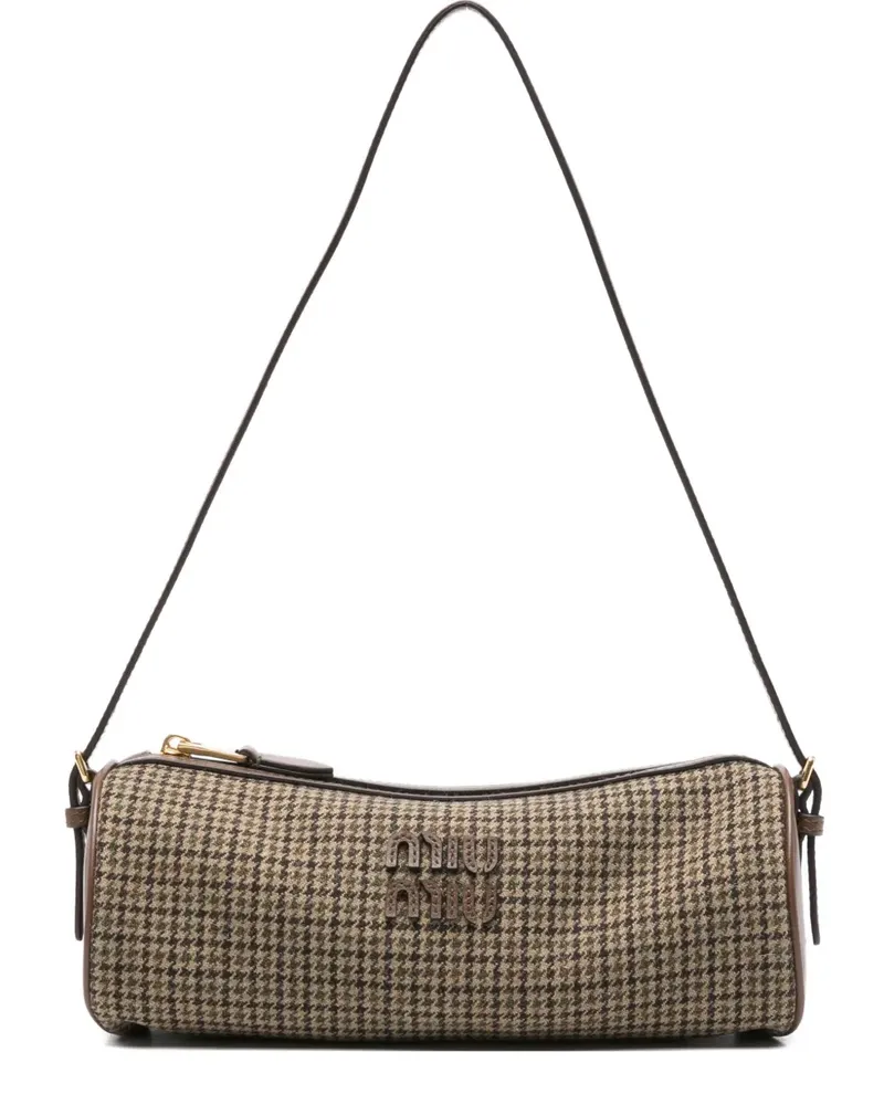 Miu Miu Schultertasche mit Hahnentrittmuster - Braun Braun