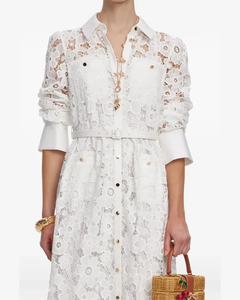Self-Portrait floral-lace shirt dress - Weiß Weiß
