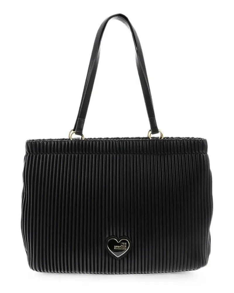 Moschino pleated logo-plaque tote bag - Schwarz Schwarz