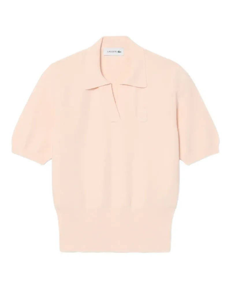 Lacoste regular fit open-neck badge accent knit polo shirt - Rosa Rosa