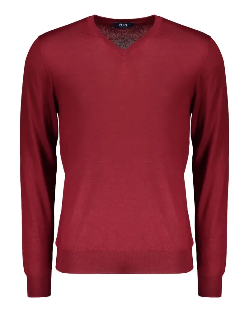 Fedeli Pullover mit V-Ausschnitt - Rot Rot