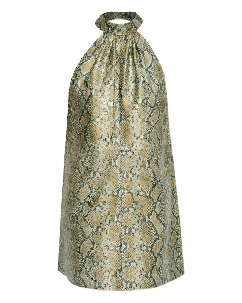 Gestuz Neckholder-Kleid aus Schlangenleder - Gelb Gelb