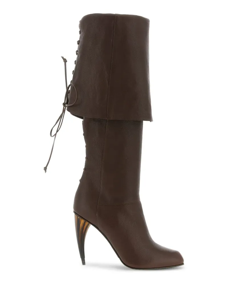 Alexander McQueen horn-heel knee-high boots - Braun Braun
