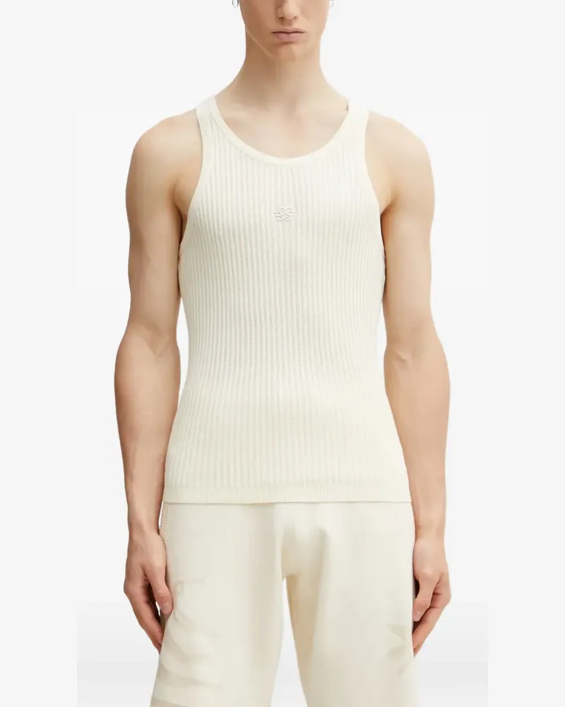 Filling Pieces ribbed logo-embroidered tank top - Nude Nude