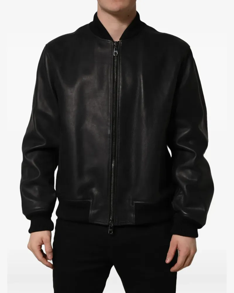 Dolce & Gabbana leather bomber jacket - Schwarz Schwarz