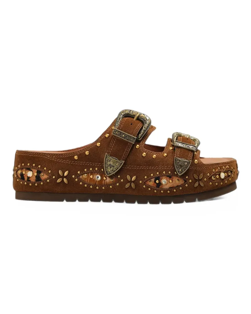 Kurt Geiger Plateausandalen mit Western-Schnalle - Braun Braun