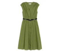 Popeline-Midikleid - Grün