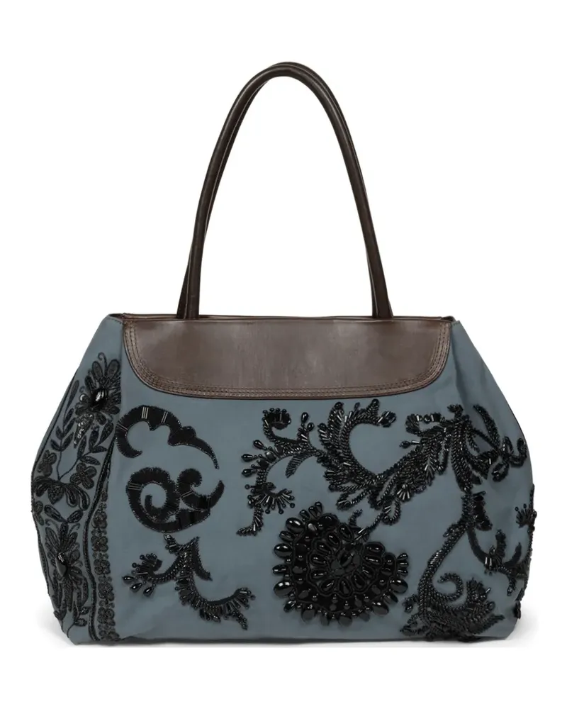Dries van Noten embroidered shoulder bag - Blau Blau