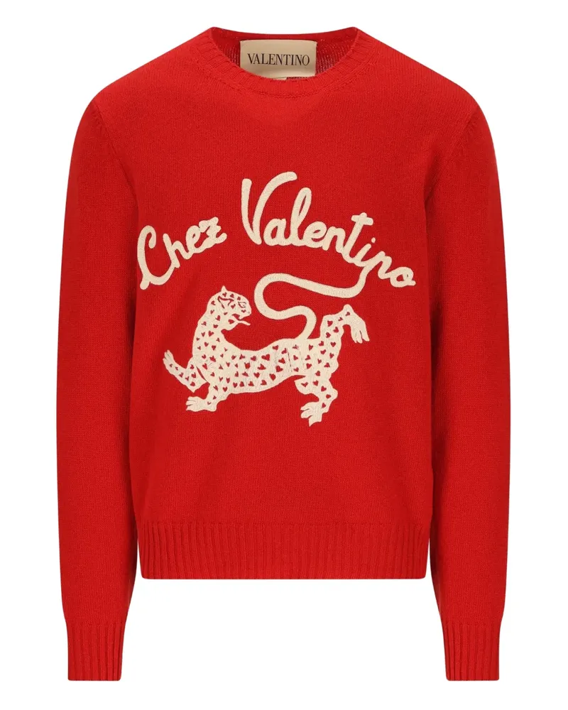 Valentino Garavani Pullover mit Panther-Stickerei - Rot Rot