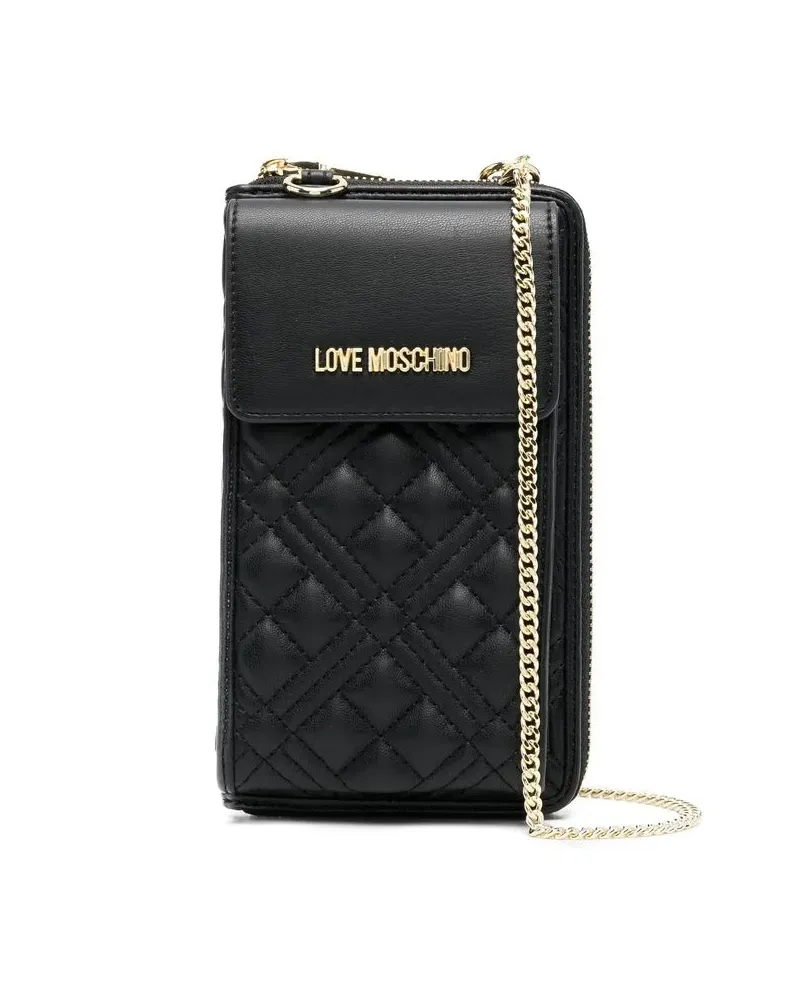 Moschino Gestepptes Portemonnaie mit Kettenriemen - Schwarz Schwarz