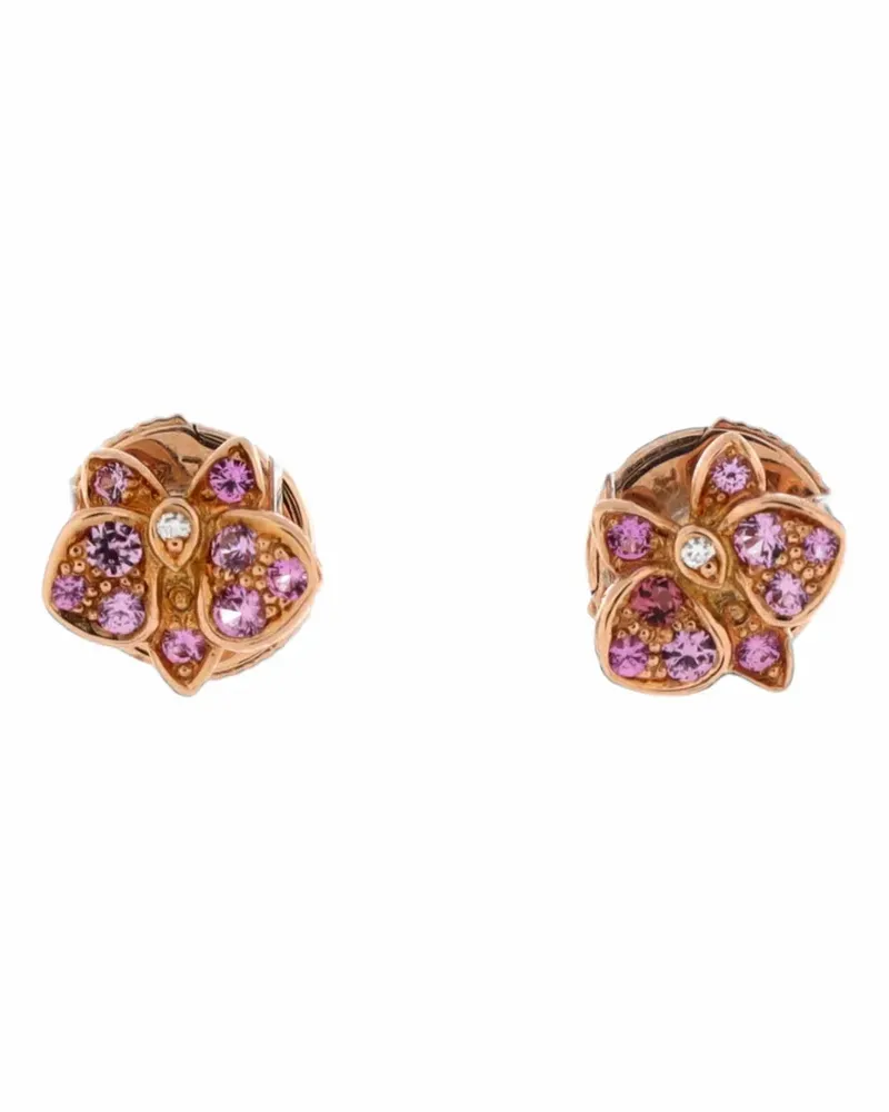 Cartier Caresse D'Orchidees Stud 18K Rose Gold with Pink Sapphires and Diamonds Small earrings - Rosa Rosa