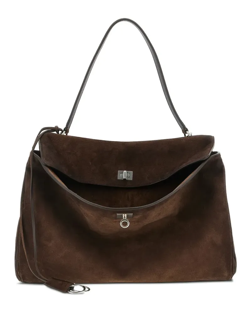 Balenciaga Großer Rodeo Tote Bag aus Wildleder - Braun Braun