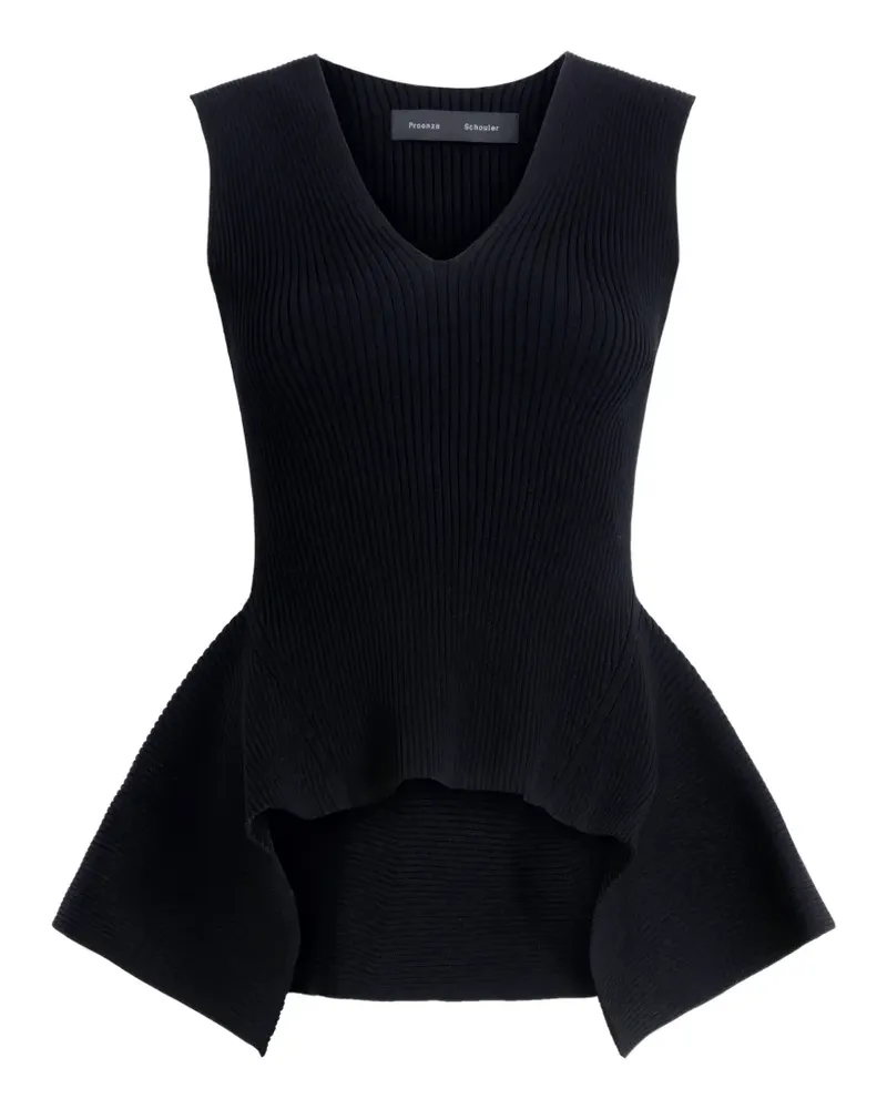Proenza Schouler Geripptes Eugenie Oberteil mit V-Ausschnitt - Schwarz Schwarz