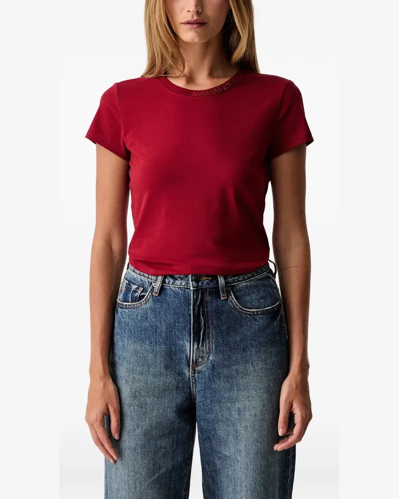 Armani Exchange T-Shirt mit Logo-Verzierung - Rot Rot