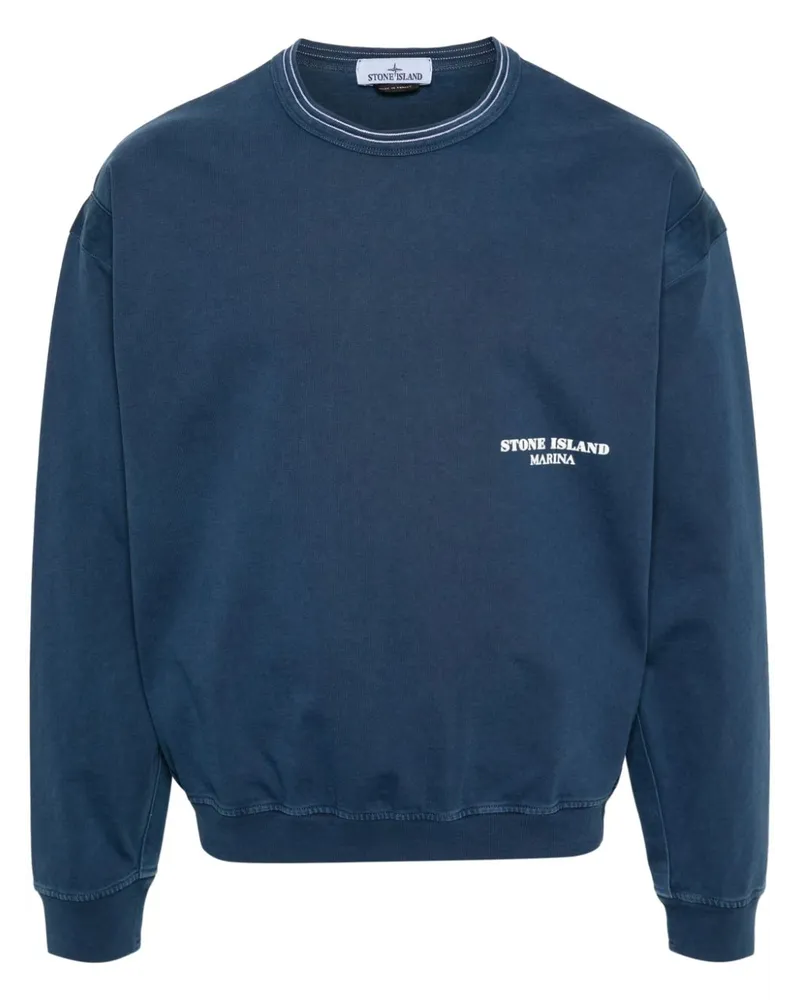 Stone Island Sweatshirt mit Logo-Print - Blau Blau