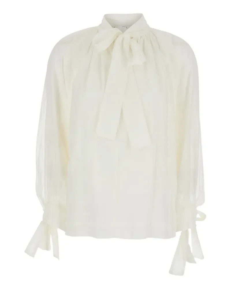 TELA bow-detail cotton blouse - Nude Nude