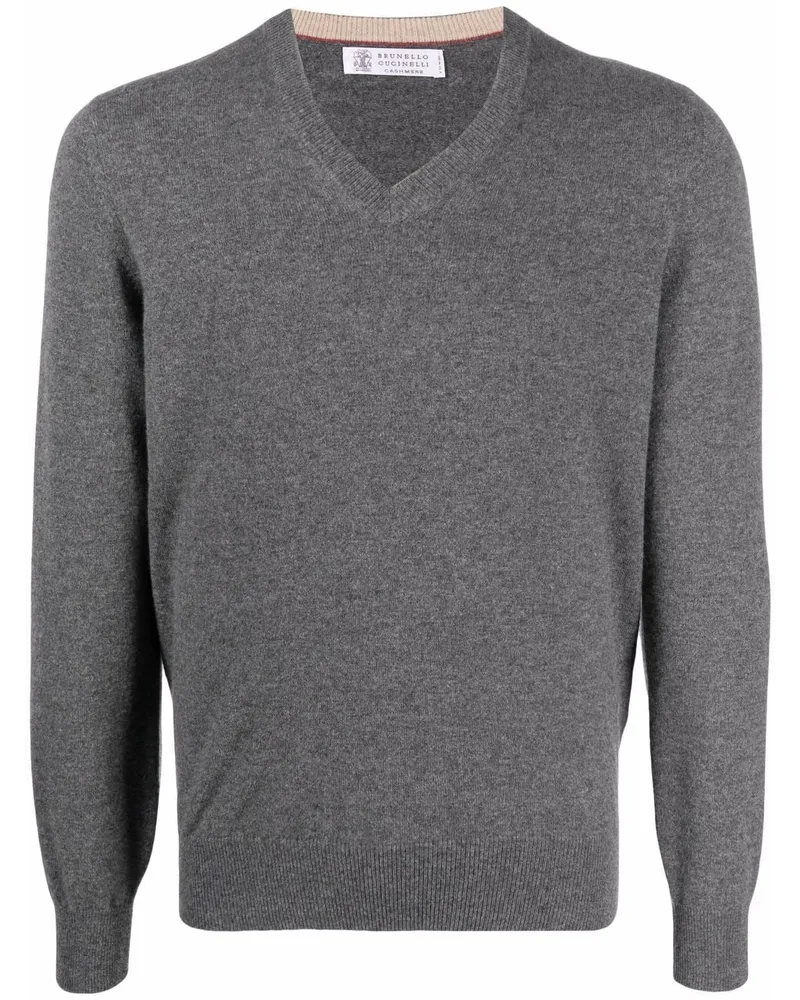 Brunello Cucinelli Kaschmirpullover mit V-Ausschnitt - Grau Grau