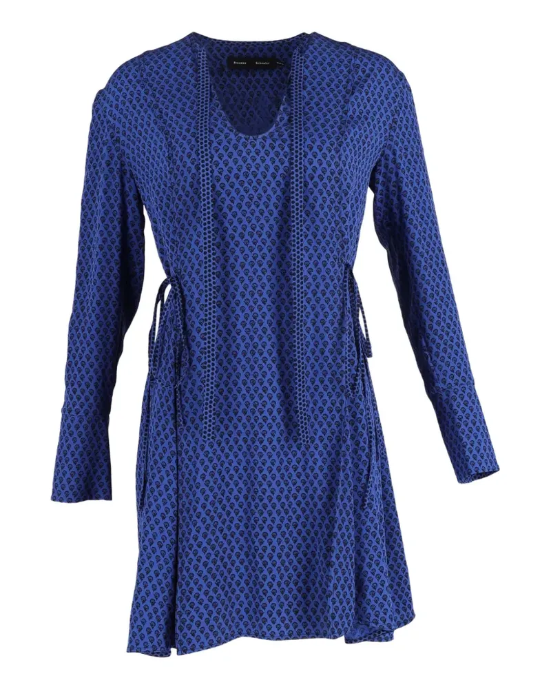 Proenza Schouler printed tie neck mini dress - Blau Blau