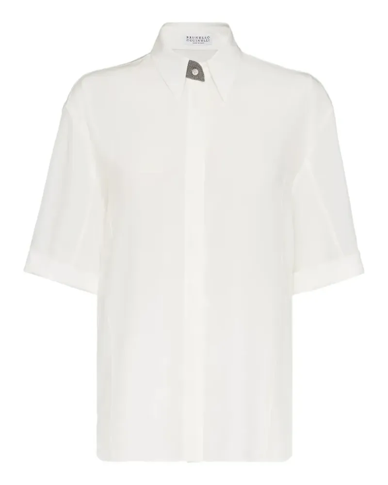 Brunello Cucinelli Monili-embellished short-sleeve shirt - Weiß Weiß