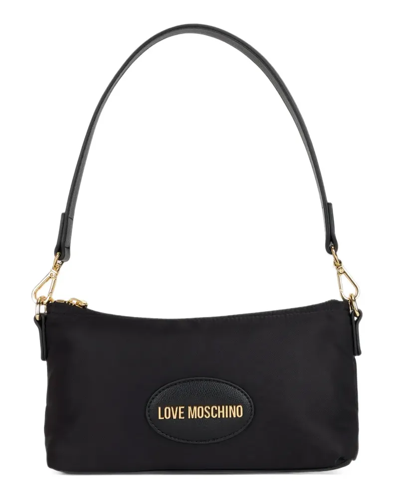 Moschino Schultertasche mit Logo-Schild - Schwarz Schwarz