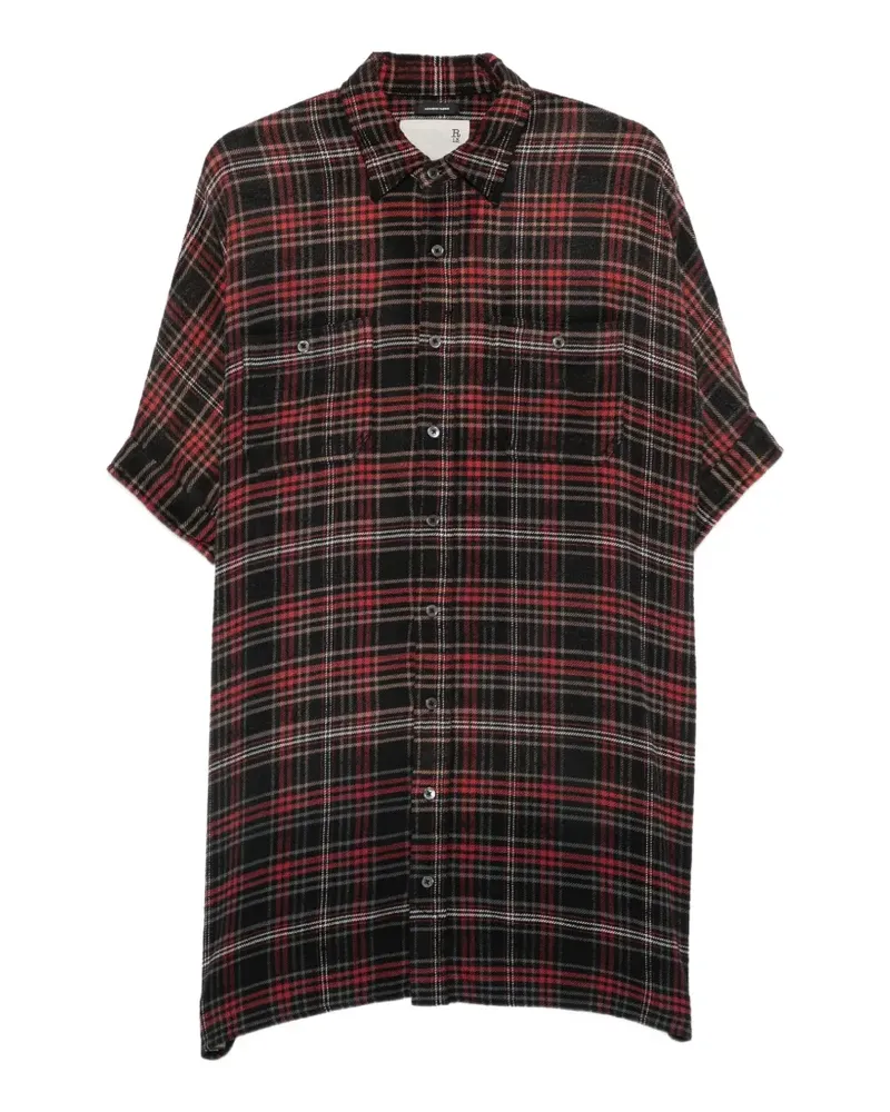 R13 plaid oversized mini shirtdress - Schwarz Schwarz