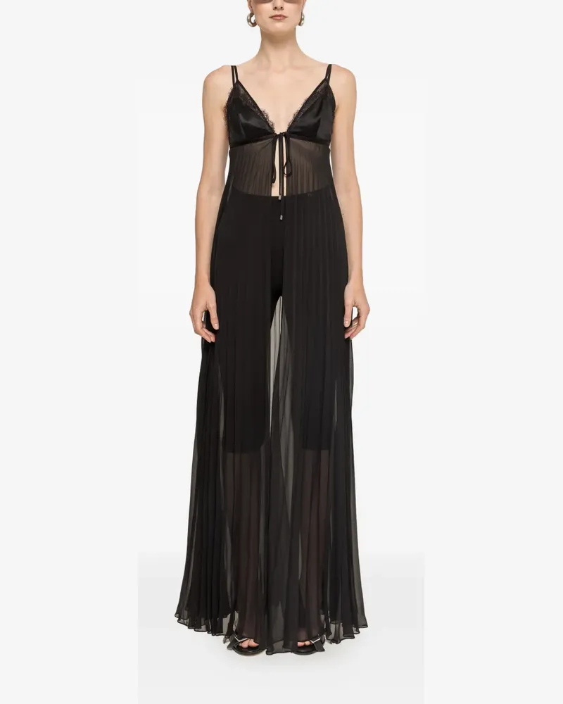 NISSA pleated long top - Schwarz Schwarz
