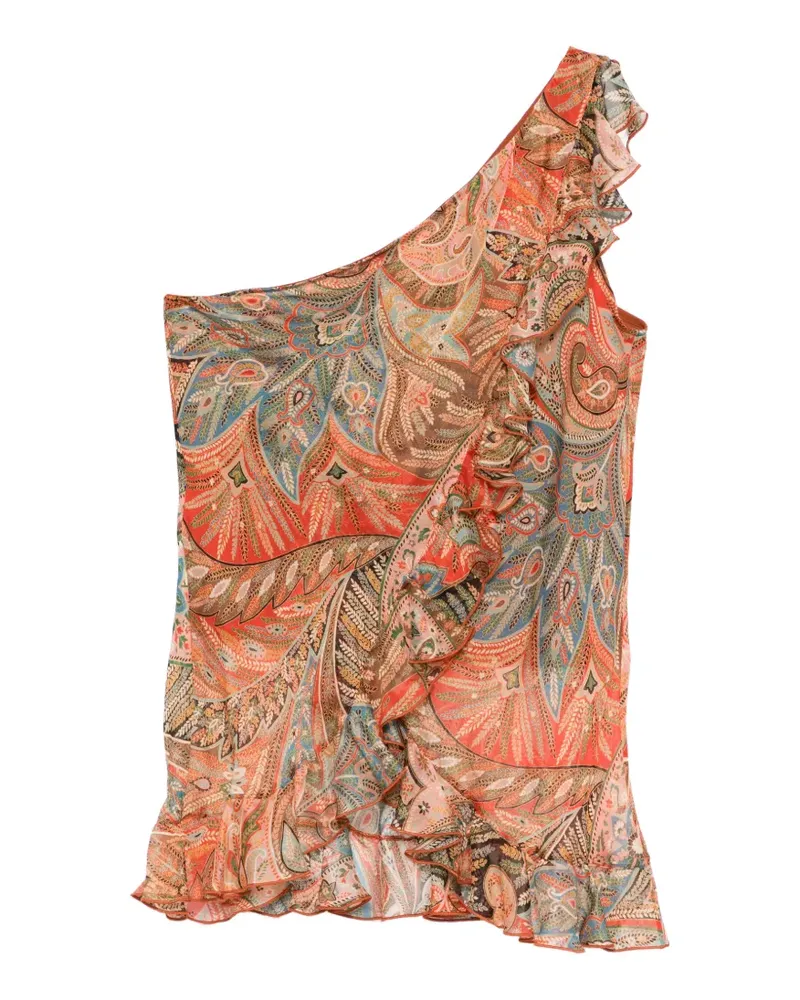 Etro ruffled paisley top - Orange Orange