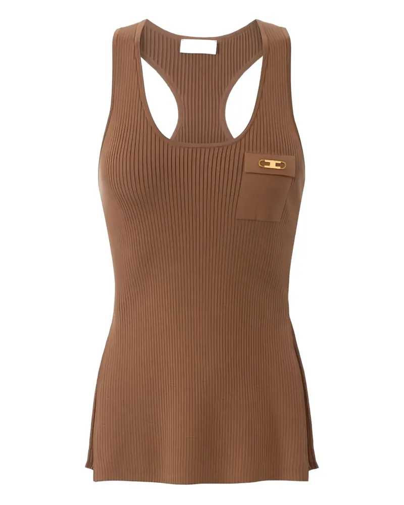 Elisabetta Franchi Geripptes Tanktop mit Brusttasche - Braun Braun