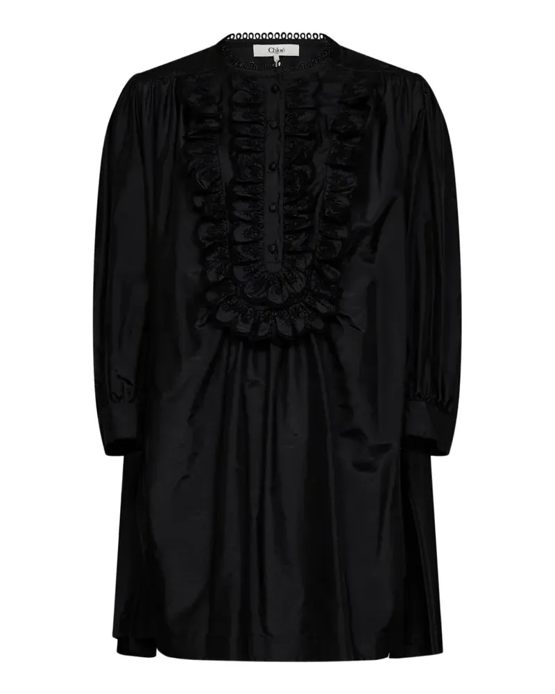 Chloé long-sleeve mini dress in technical taffeta - Schwarz Schwarz