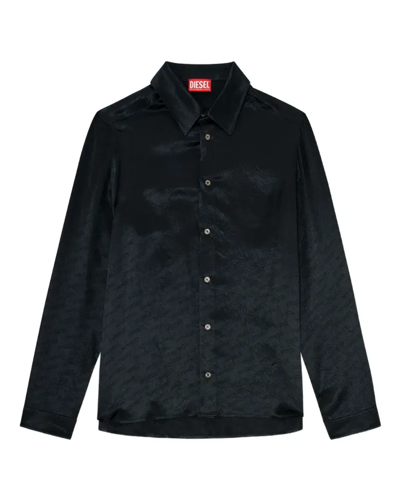 Diesel Hemd mit Jacquard-Logo - Schwarz Schwarz