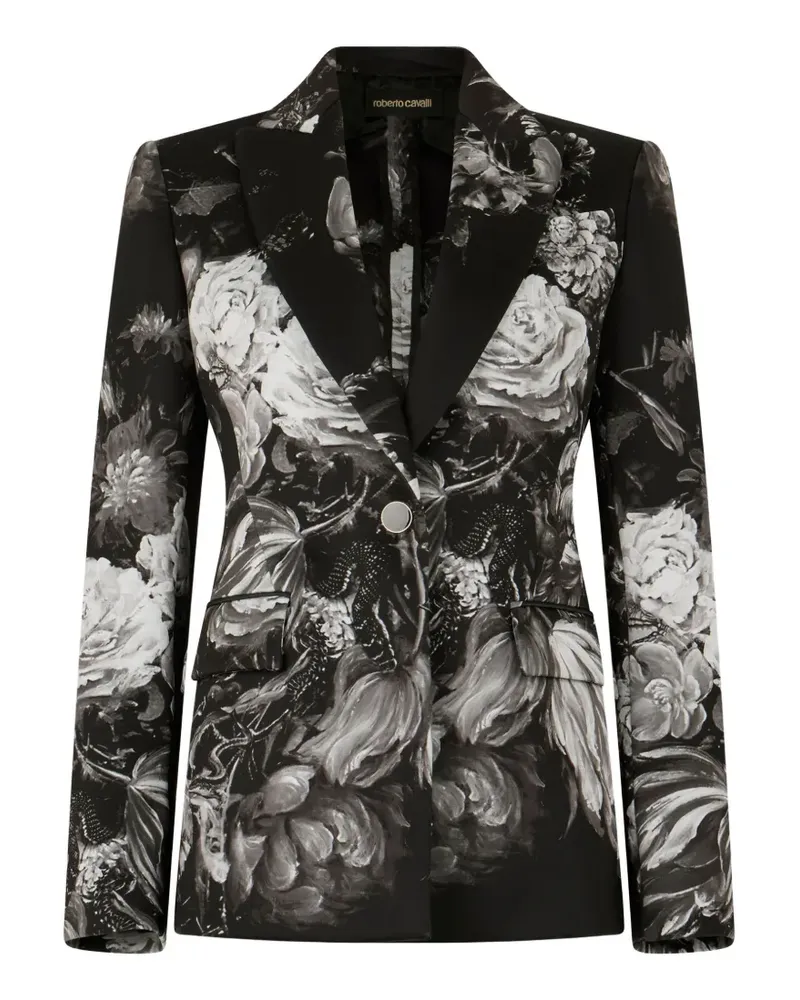 Roberto Cavalli Blazer mit Blumenprint - Schwarz Schwarz