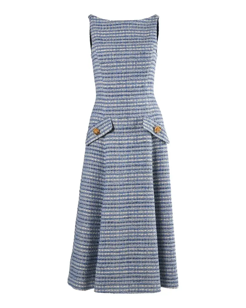Carolina Herrera New York tweed-effect button-detail A-line midi dress - Blau Blau