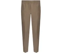 elasticated-waist linen-blend trousers