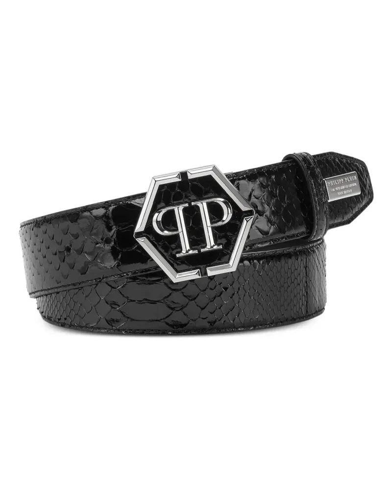 Philipp Plein croco-effect buckle belt - Schwarz Schwarz
