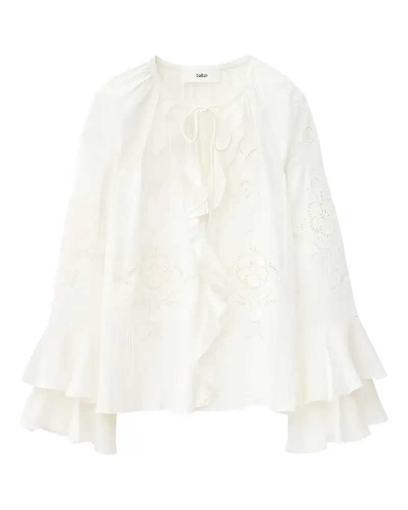 ba&sh Omar embroidered ruffled blouse - Weiß Weiß