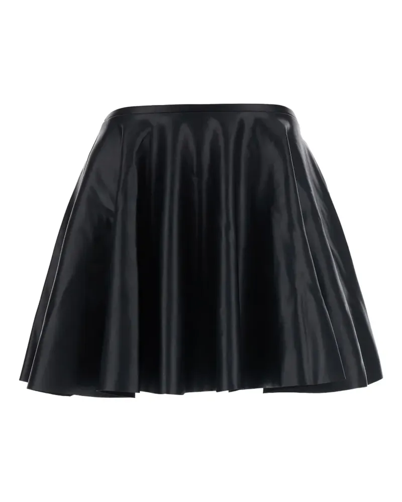 Norma Kamali flared leather mini skirt - Schwarz Schwarz