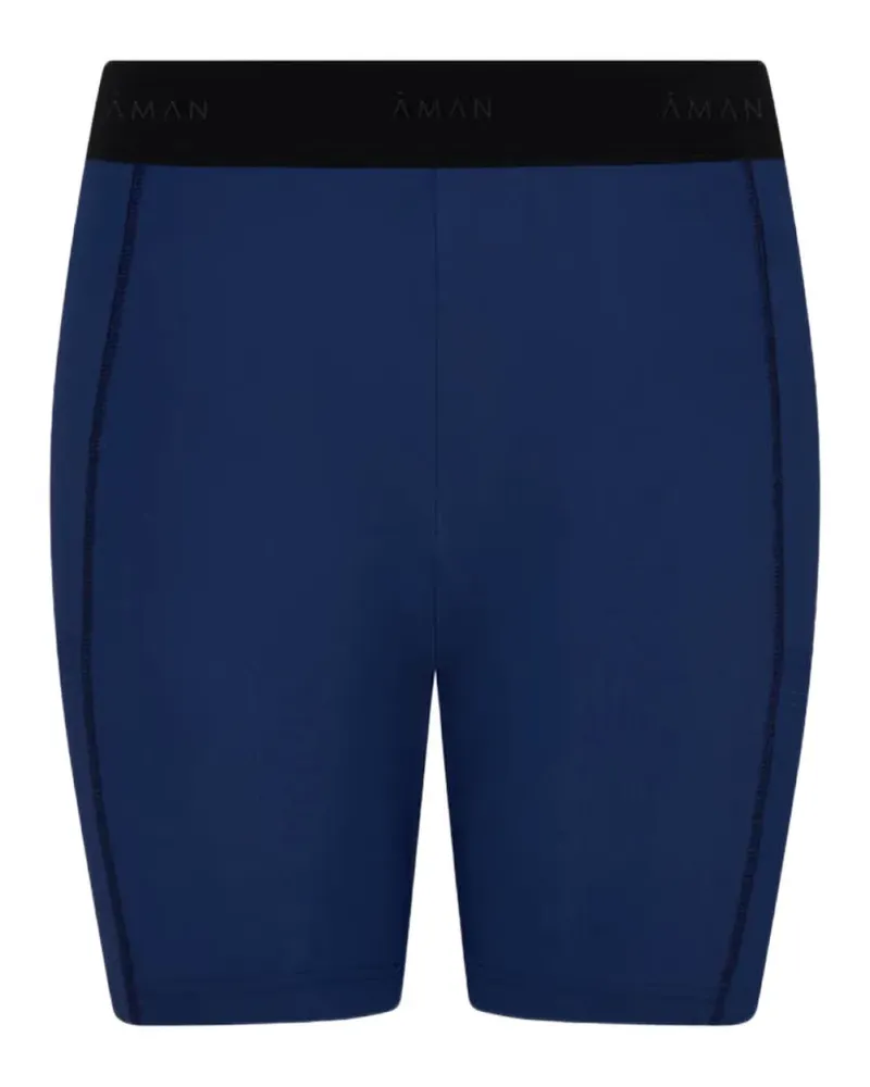 AMAN logo-waistband performance bike shorts - Blau Blau