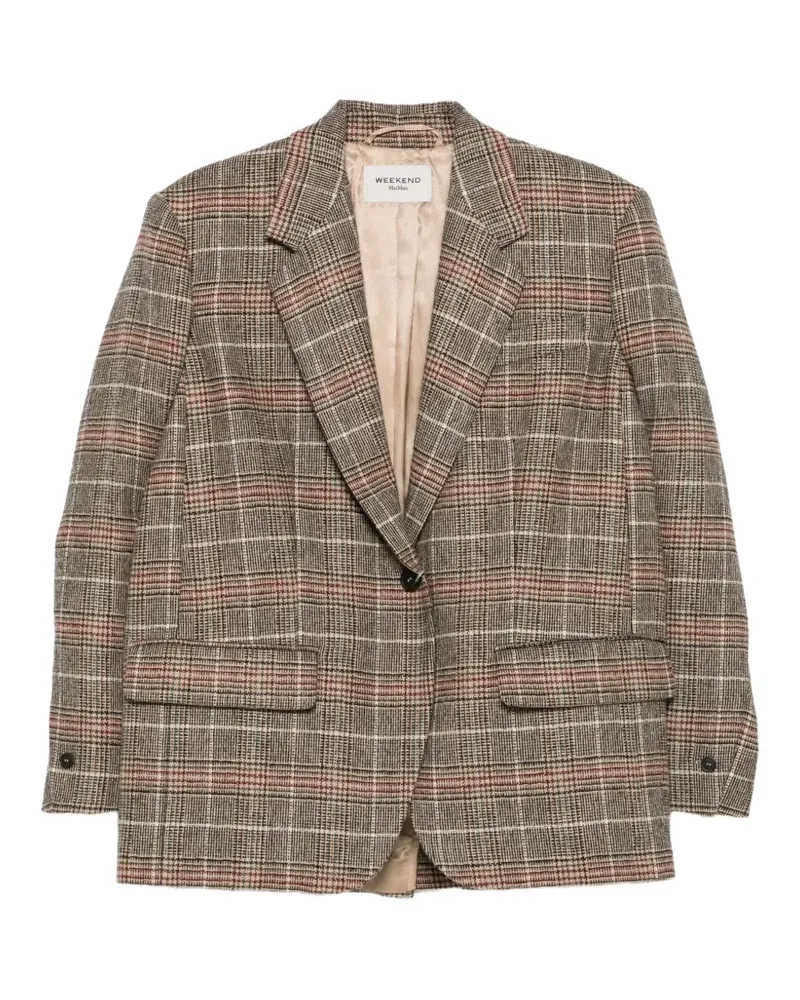 Max Mara Einreihiges Sakko mit Karomuster - Nude Nude
