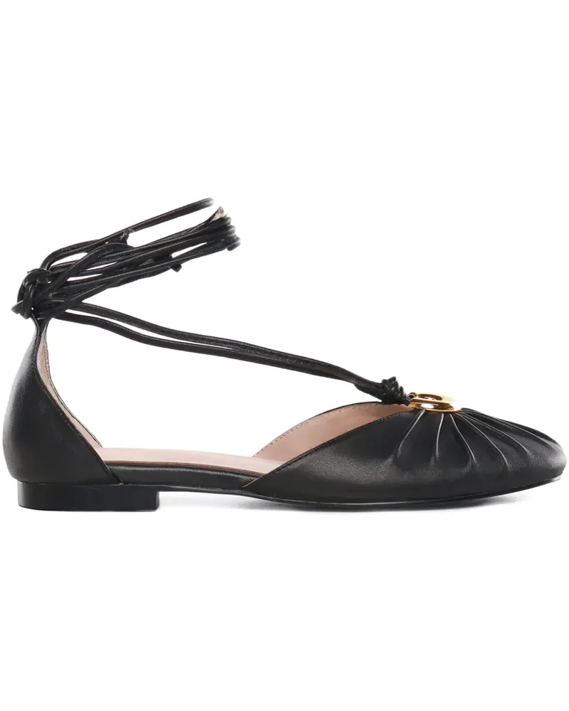 Coccinelle tie pleated ballet flats - Schwarz Schwarz