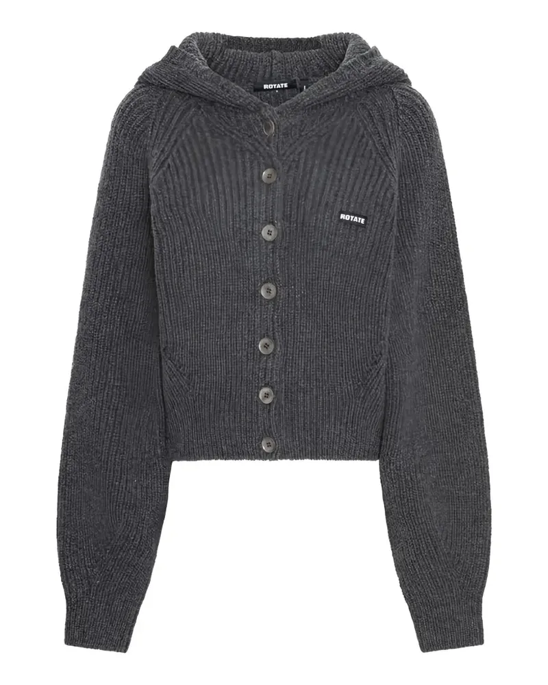 ROTATE Birger Christensen Gerippter Cardigan mit Kapuze - Grau Grau