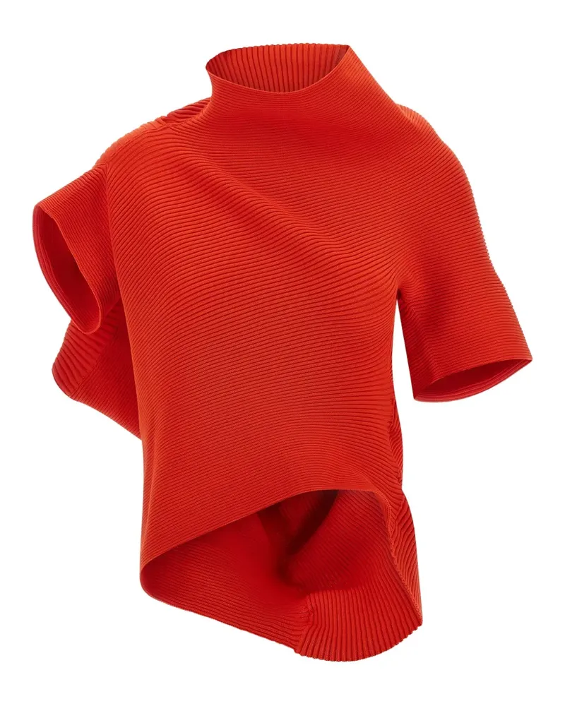Issey Miyake Life Form asymmetric-design ribbed top - Orange Orange