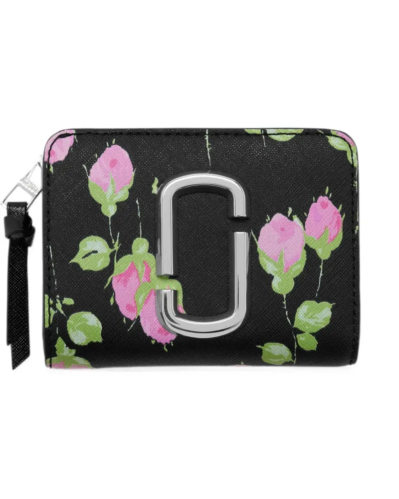 Marc Jacobs Snapshot mini compact wallet in vintage floral - Schwarz Schwarz