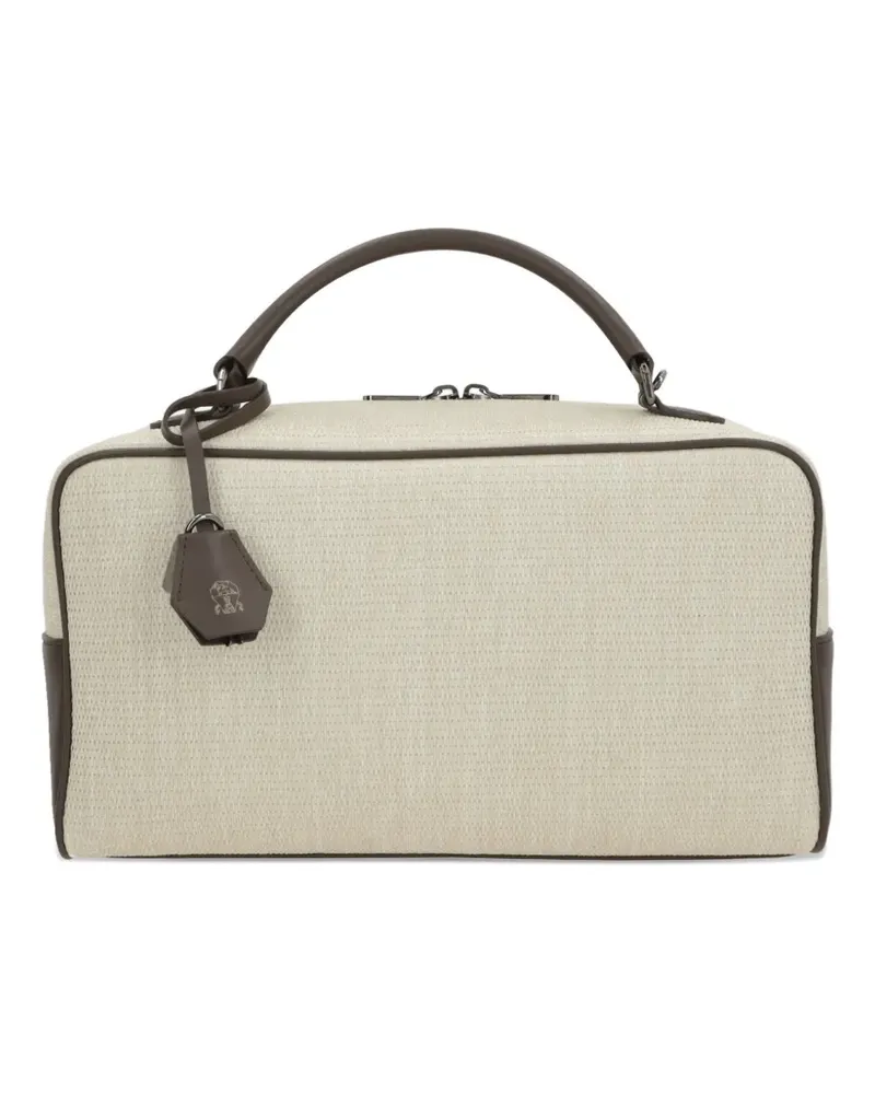 Brunello Cucinelli leather-trim tote bag - Nude Nude