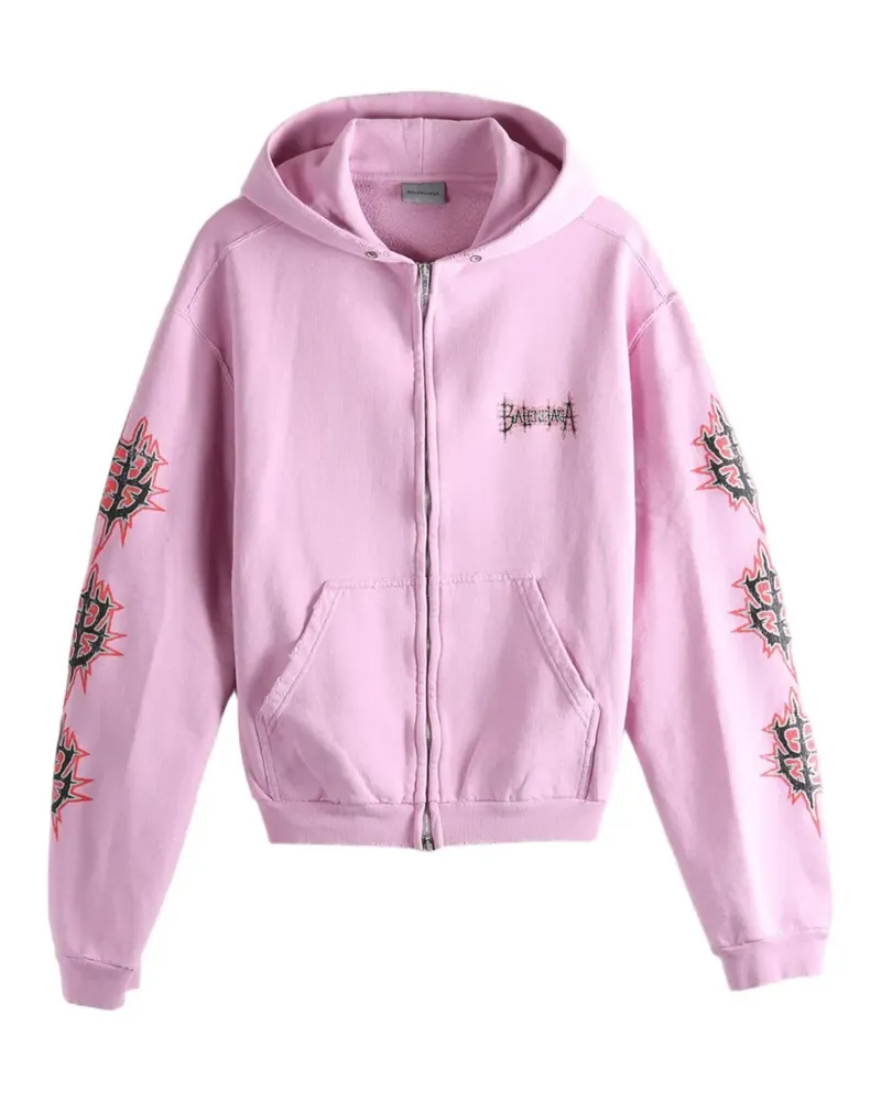 Balenciaga Sacré Cœur graphic-print zip-up hoodie - Rosa Rosa