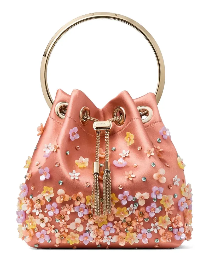 Jimmy Choo Bon Bon floral-embellished bucket bag - Rosa Rosa