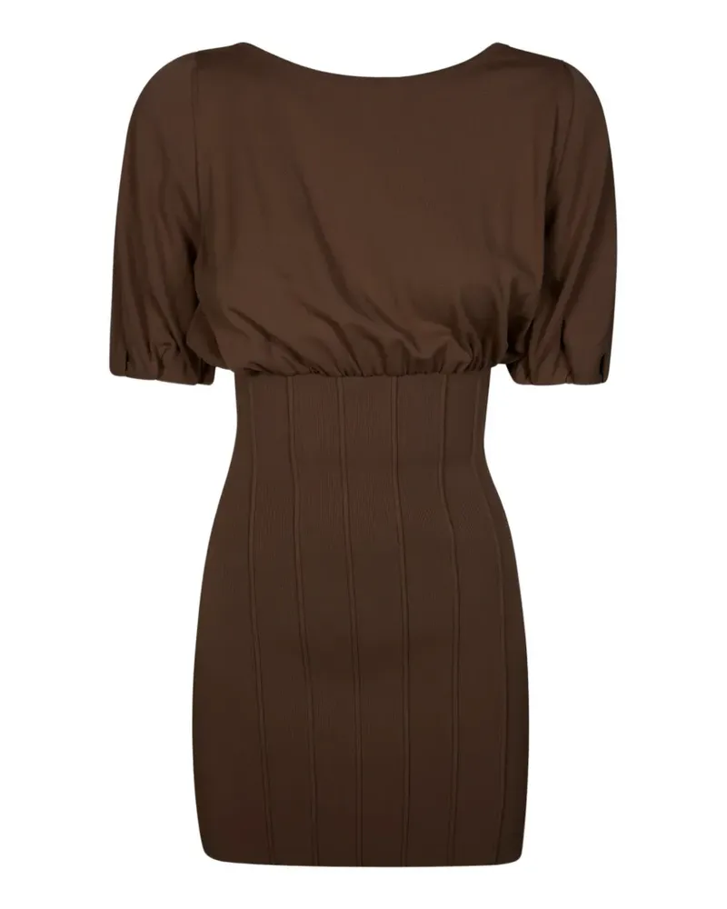 Elisabetta Franchi ribbed knitted mini dress - Braun Braun