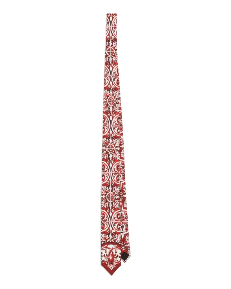 Dolce & Gabbana Seidenkrawatte mit Majolica-Print - Rot Rot