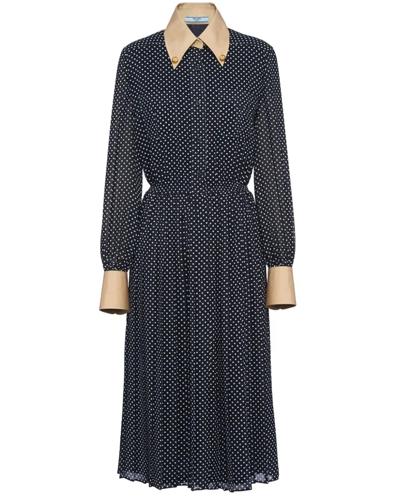 Prada Georgette-Kleid mit Polka Dots - Blau Blau
